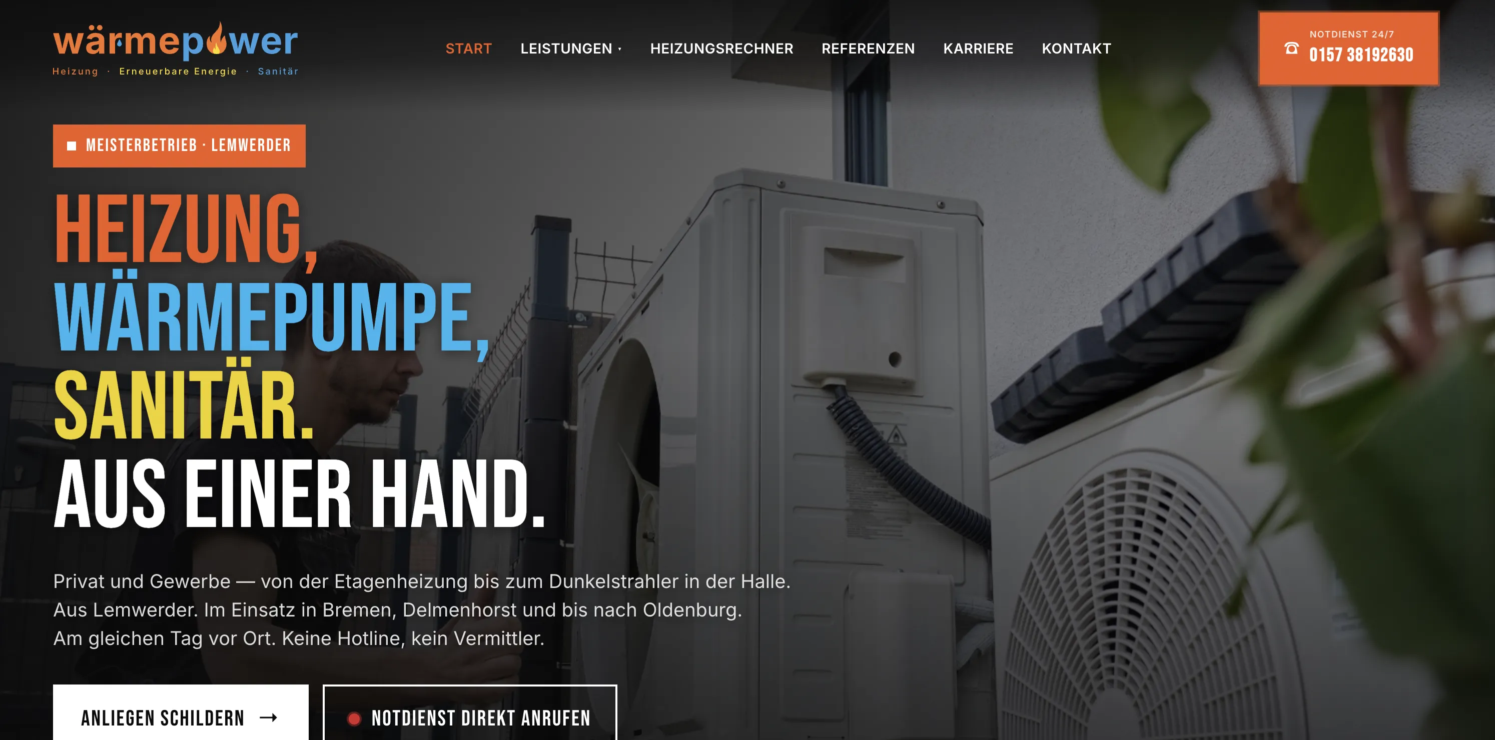 Vorschau der Wärmepower-Website